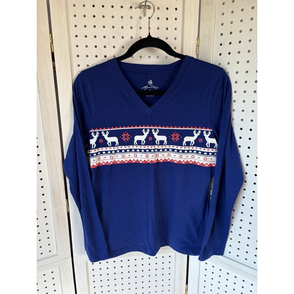 Legendary Whitetails Women's M Long SLV Deer Christmas Winter‎ Graphic Tee